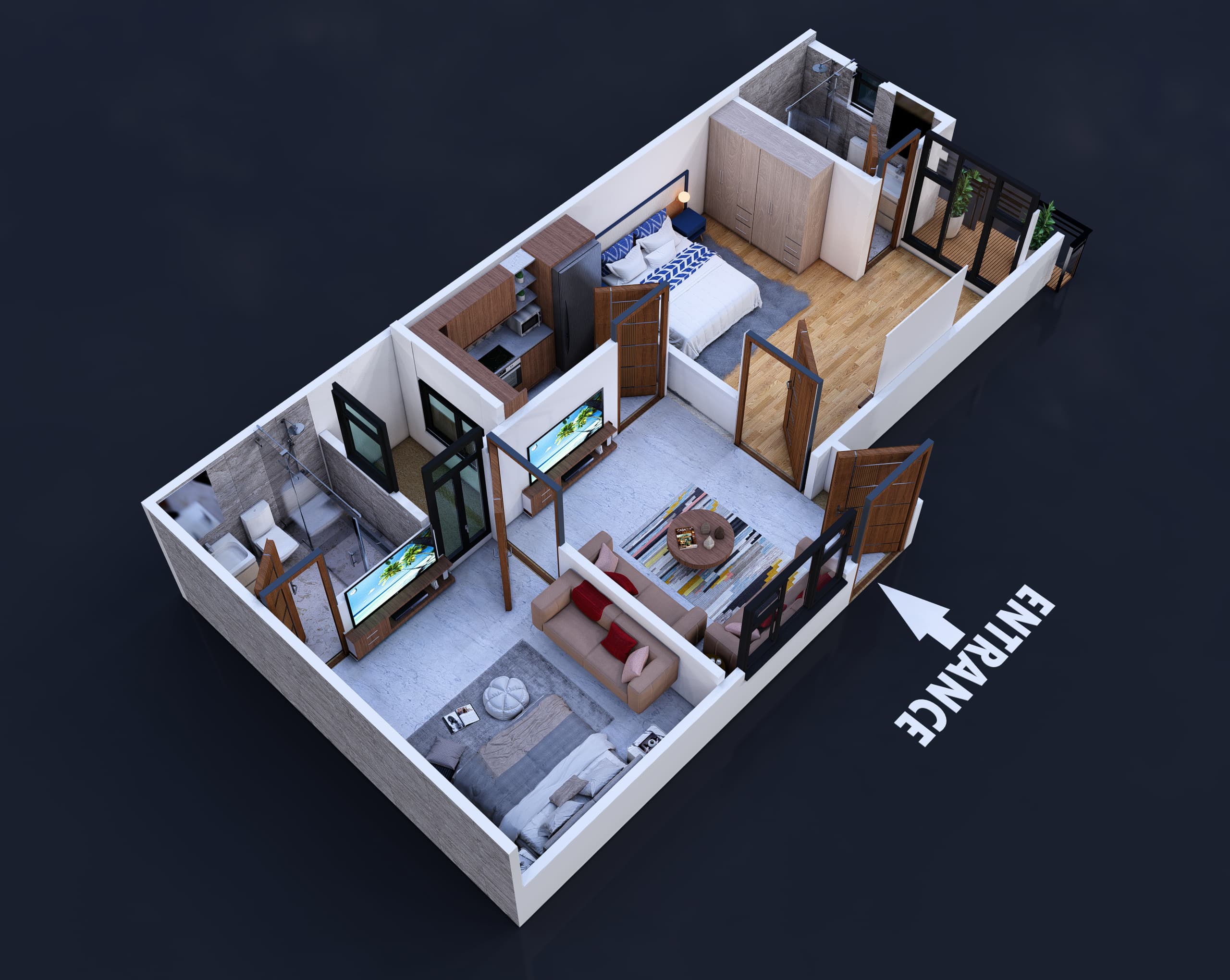 3D apartment interior view 1